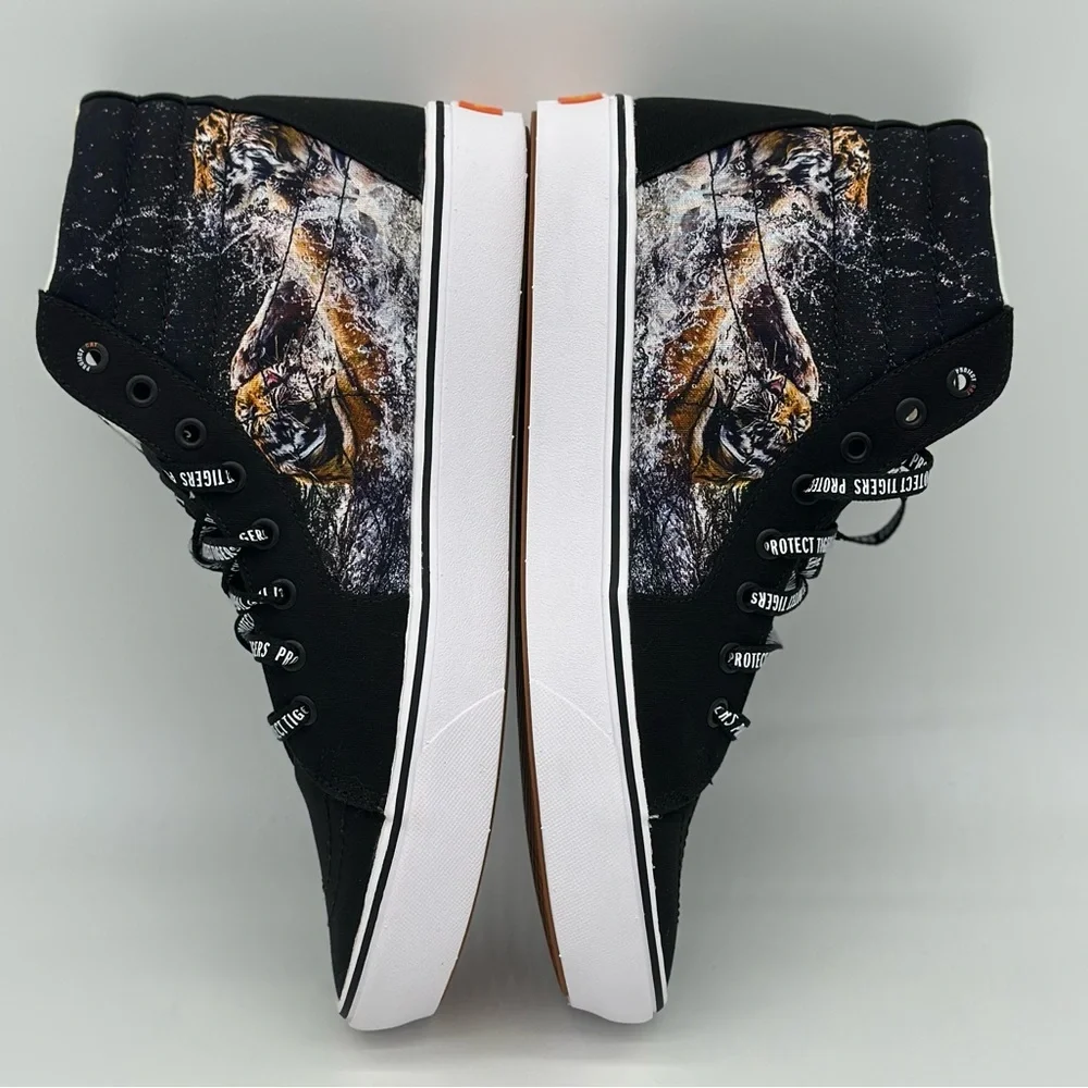 Black High-Top Sneakers with Tiger Design